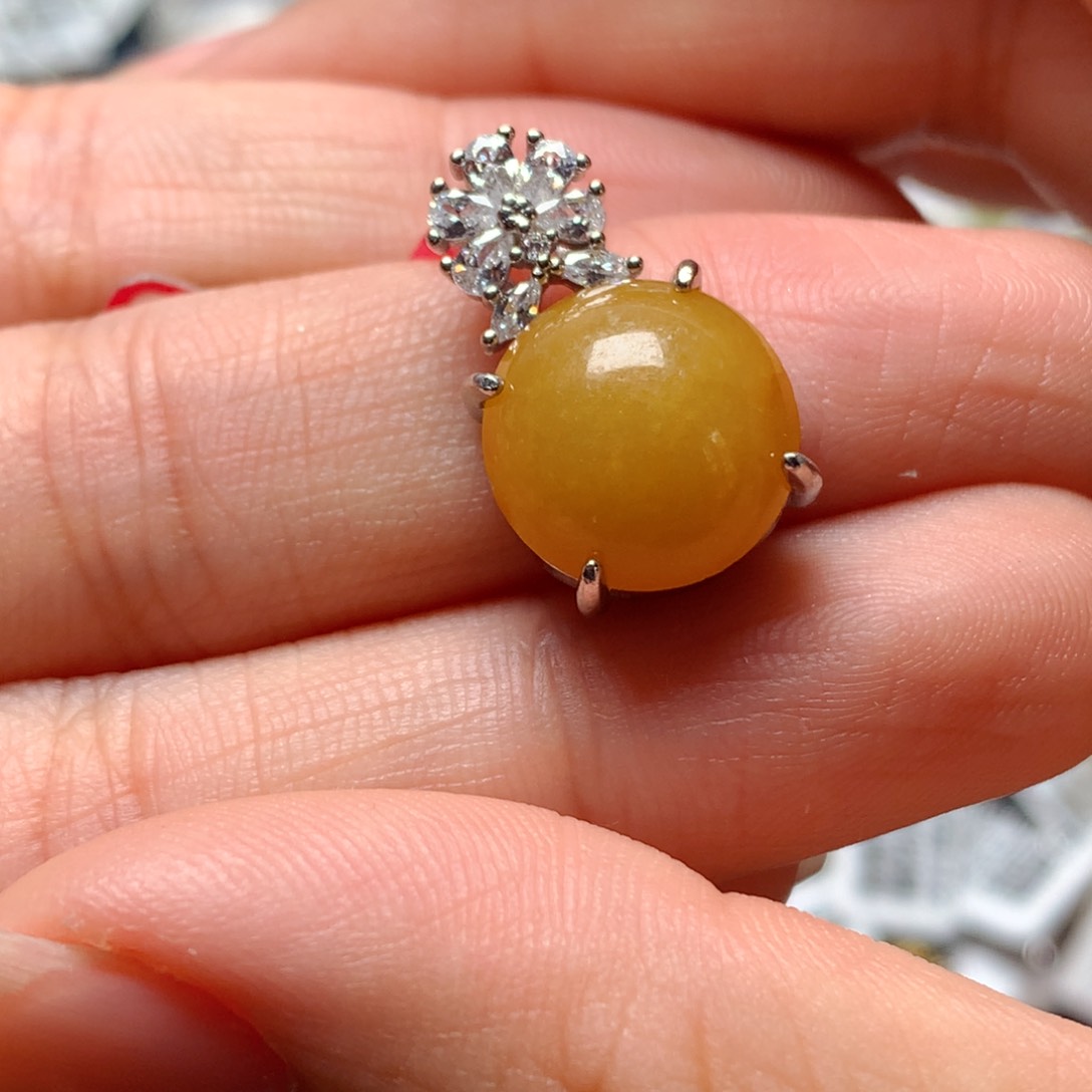 翡翠戒指银S925镶嵌天然翡翠吊坠