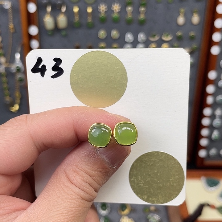 和田玉耳饰银S925镶嵌和田玉43