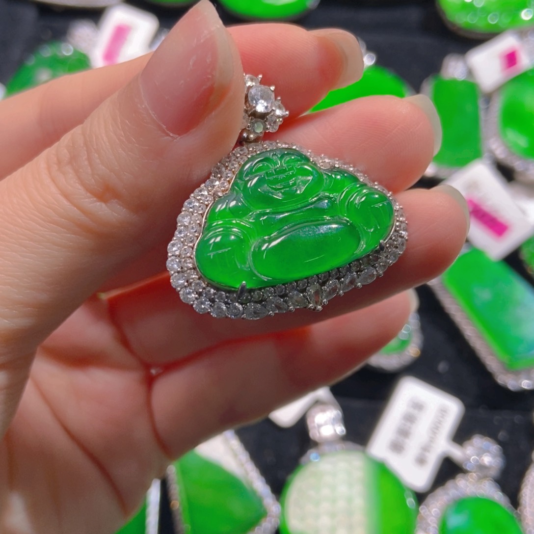 翡翠吊坠(不含链)银S925镶嵌