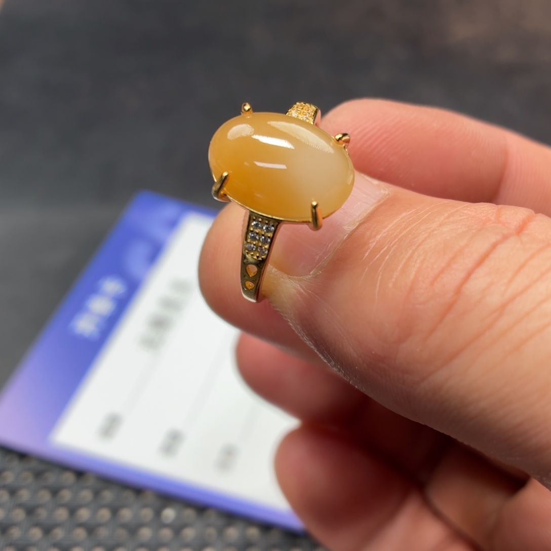 和田玉银S925镶嵌戒指