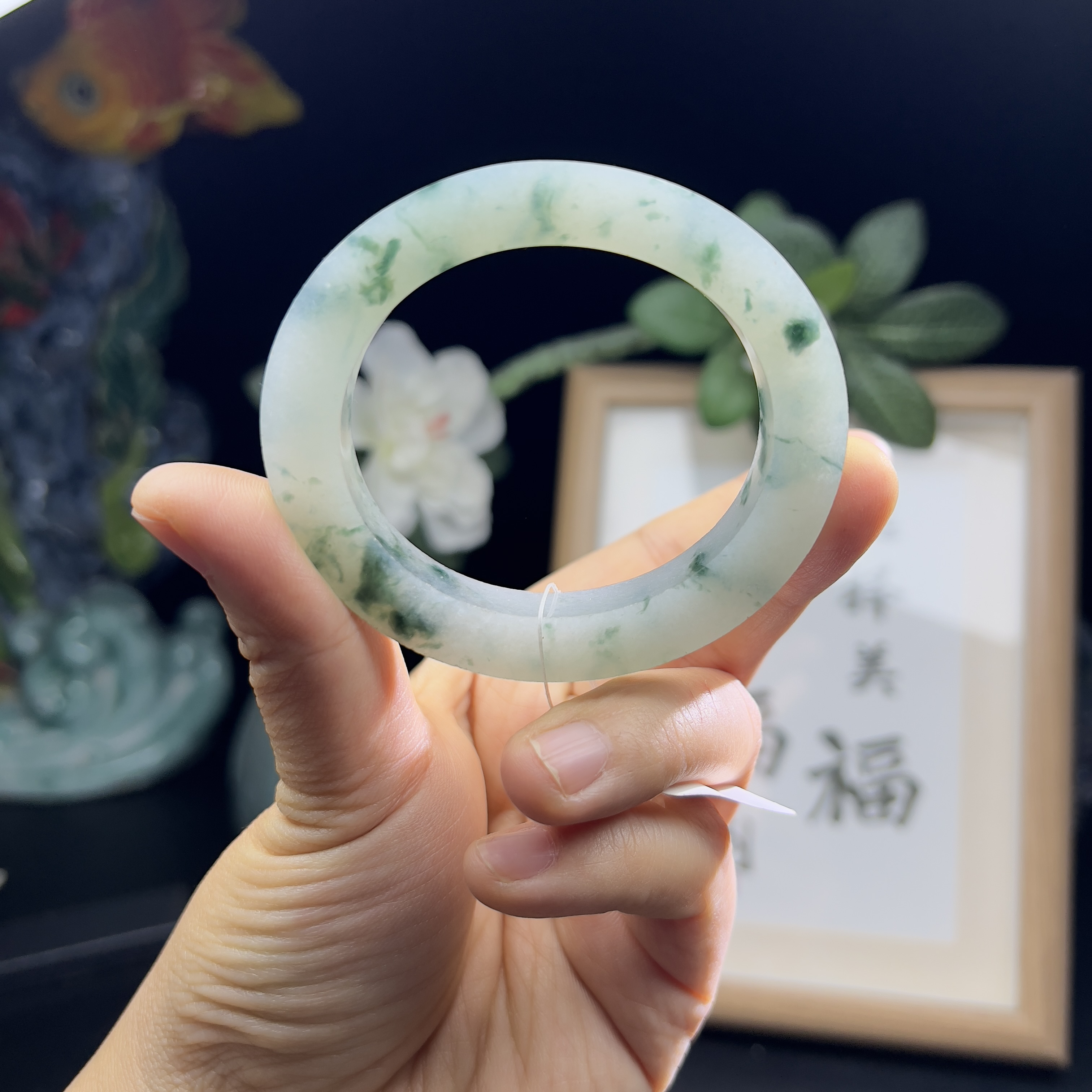 天然缅甸翡翠A货糯冰飘花贵妃女款时尚未抛光定制玉手镯翡翠
