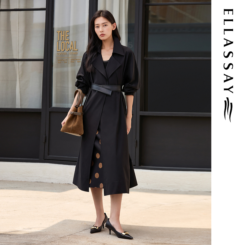 ELLASSAY歌力思2025秋季新款简约舒适长款气质风衣女EWE363F00700