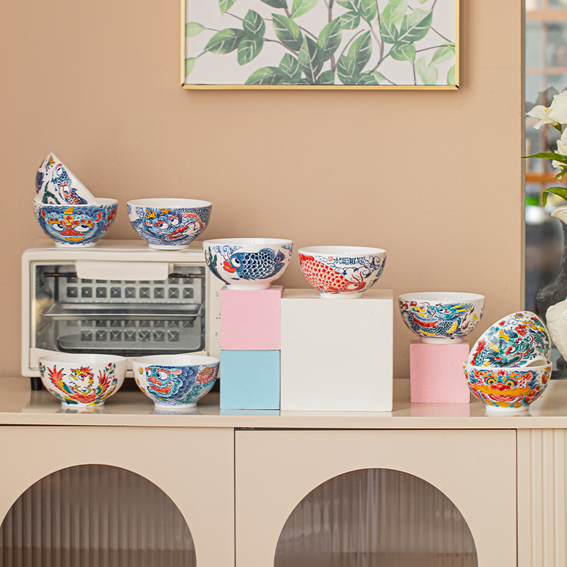 拙明院 十全十美4.5英寸米饭碗套组 （到手十只装）景德镇原创餐具