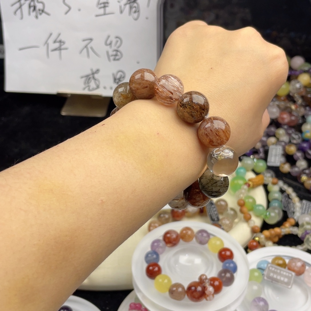 手链银S925镶嵌烟晶