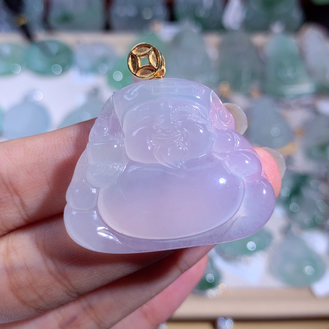 翡翠颈饰18K金镶嵌财财