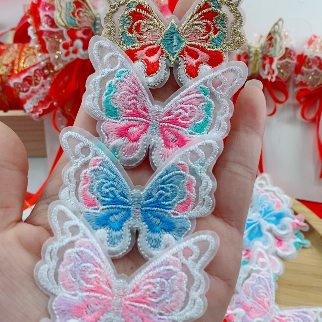 6厘米国风刺绣蝴蝶20个一份