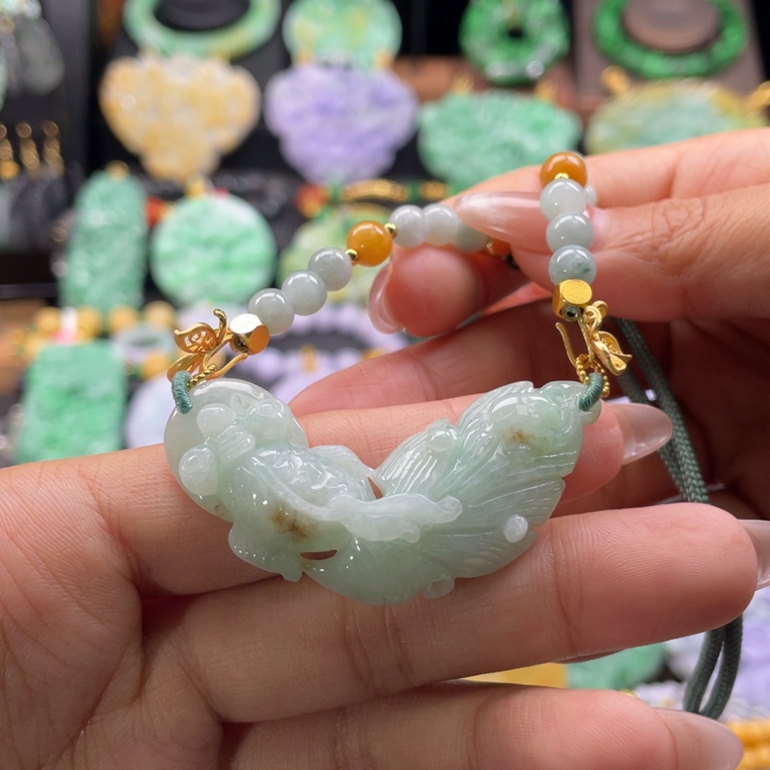 翡翠未镶嵌颈饰代编织