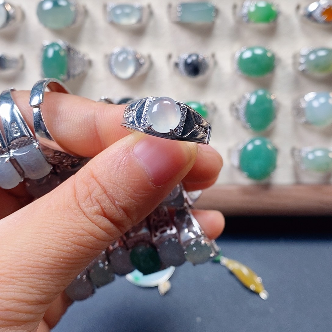 翡翠银S925镶嵌戒指