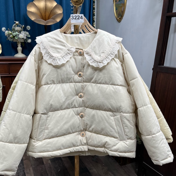 32 森系小清新娃娃领棉服冬装女棉袄加厚棉衣文艺宽松外套蓬松