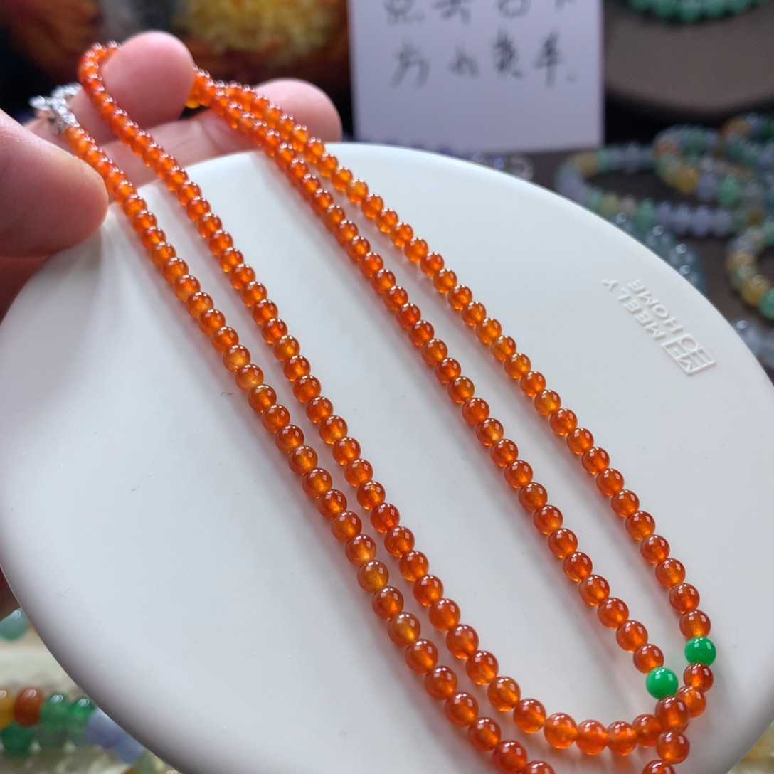 翡翠手链未镶嵌冰红翡小米