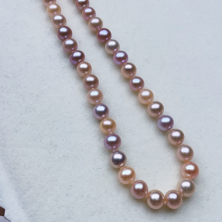 淡水珍珠颈饰银S925镶嵌卡7➕高品极光糖果色