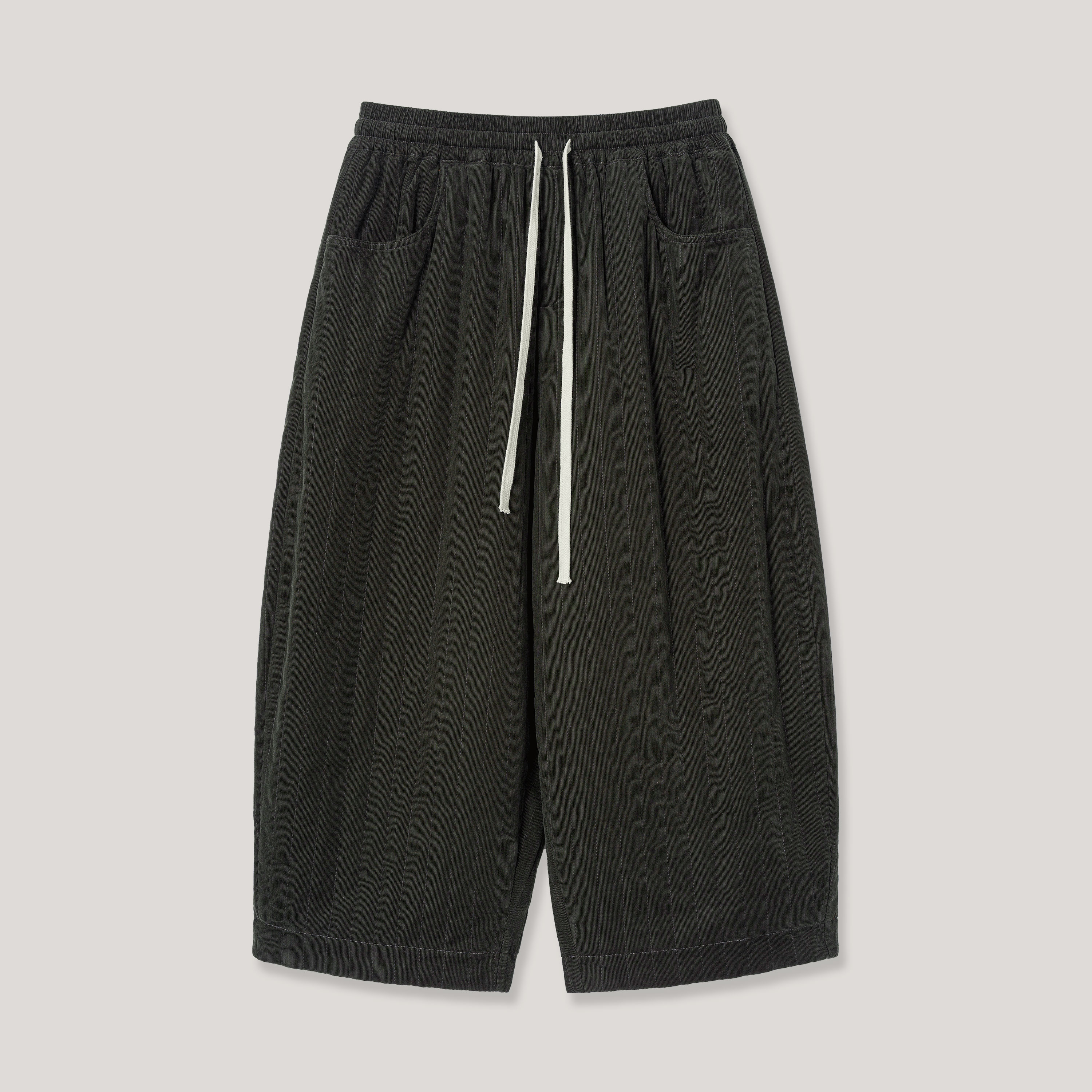  松野沐 灯芯细绒棉绗缝舒适百搭宽松慵懒文艺复古阔腿九分裤