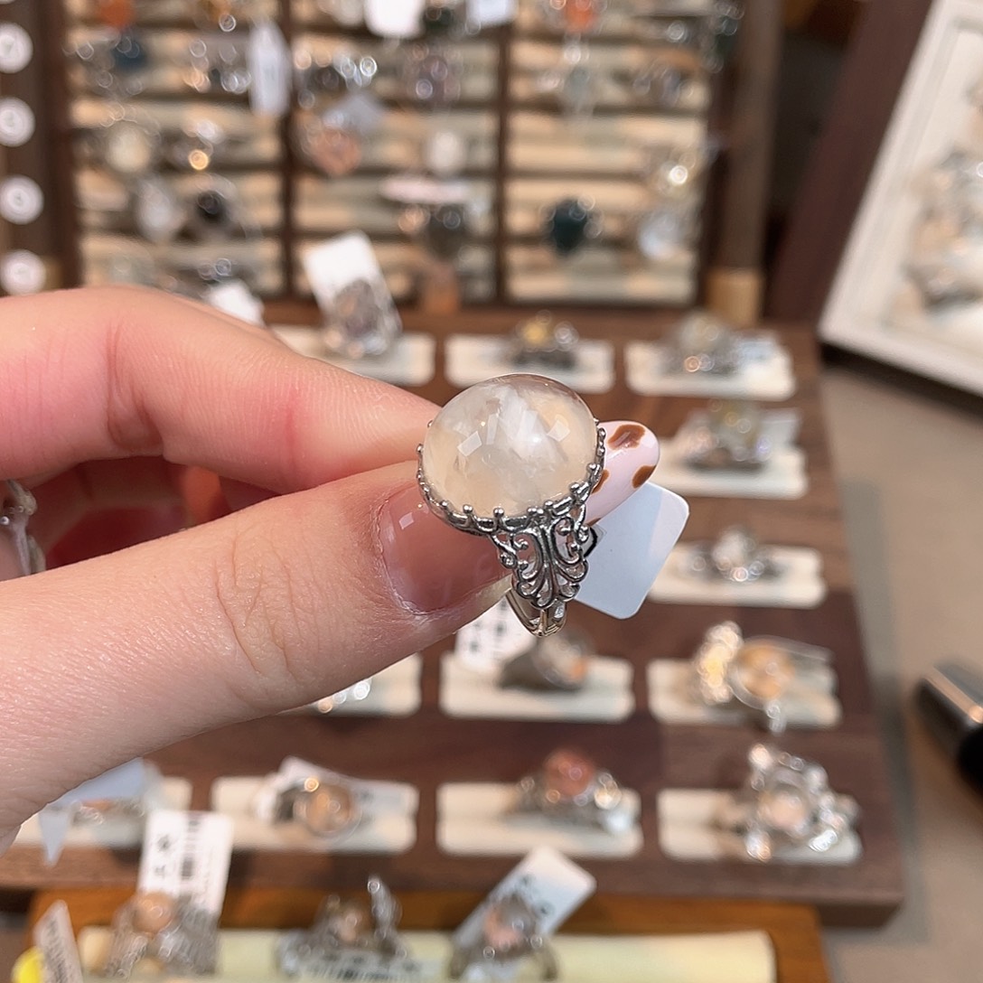 水晶戒指银S925镶嵌925银