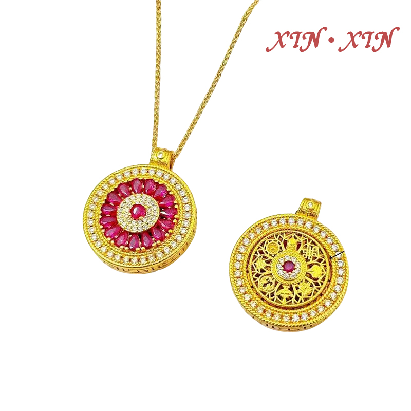 铜合金项链 八宝罗盘中国风复古风女原创设计轻奢百搭首饰镶嵌