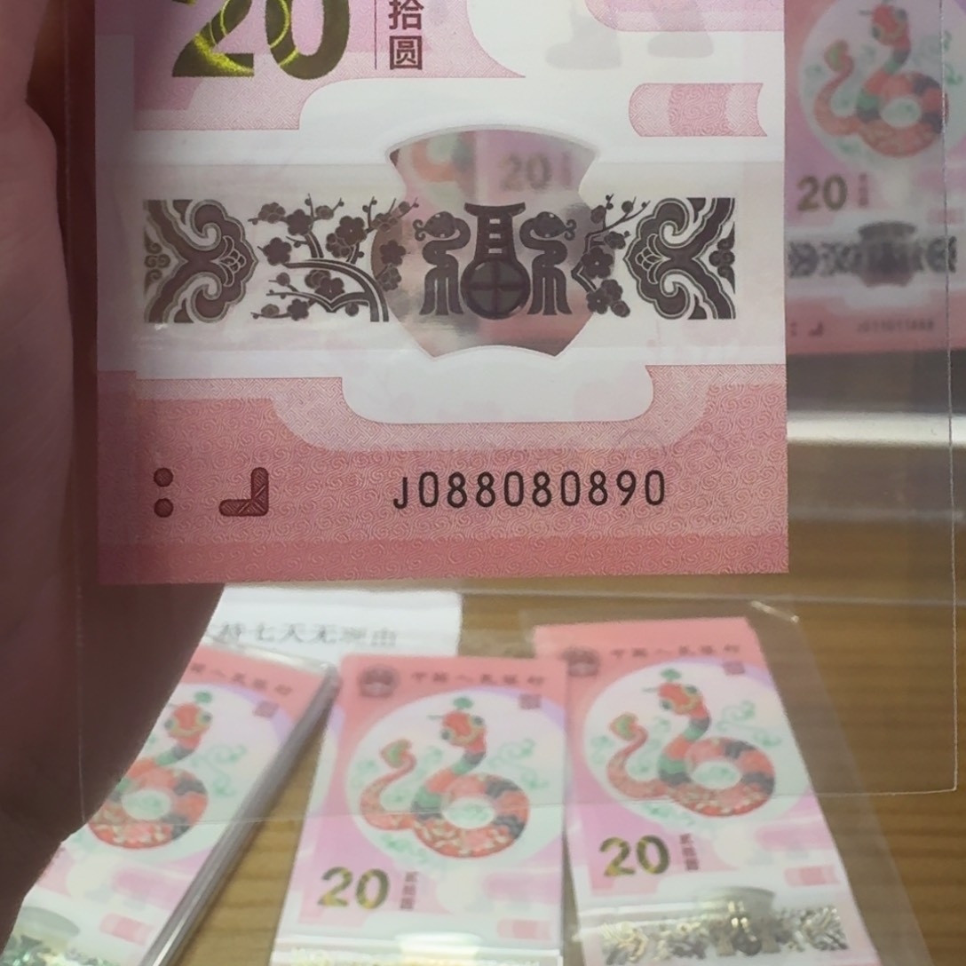 塑料蛇年纪念钞J088080890