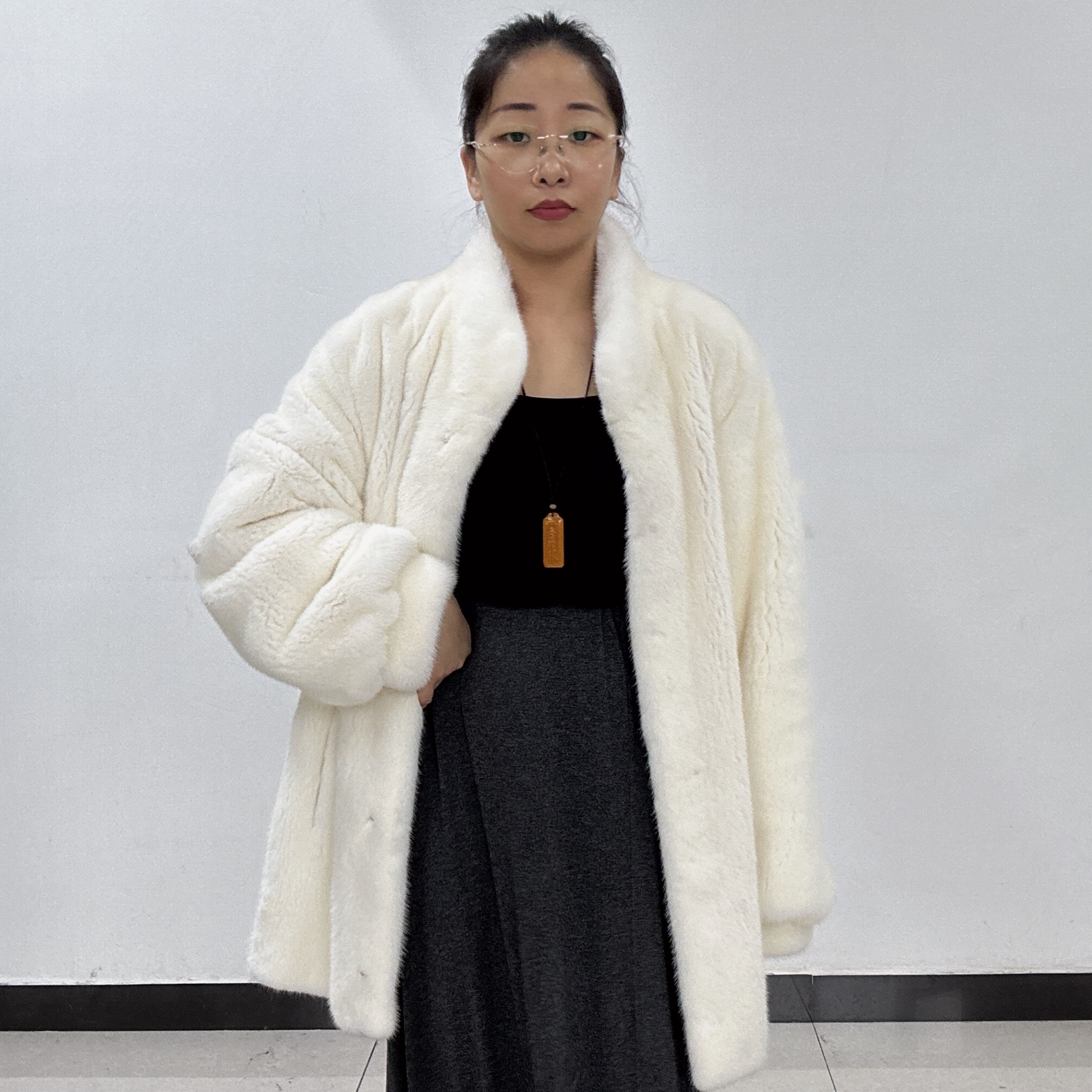 立领进口貂皮大衣女款支持定制可来图