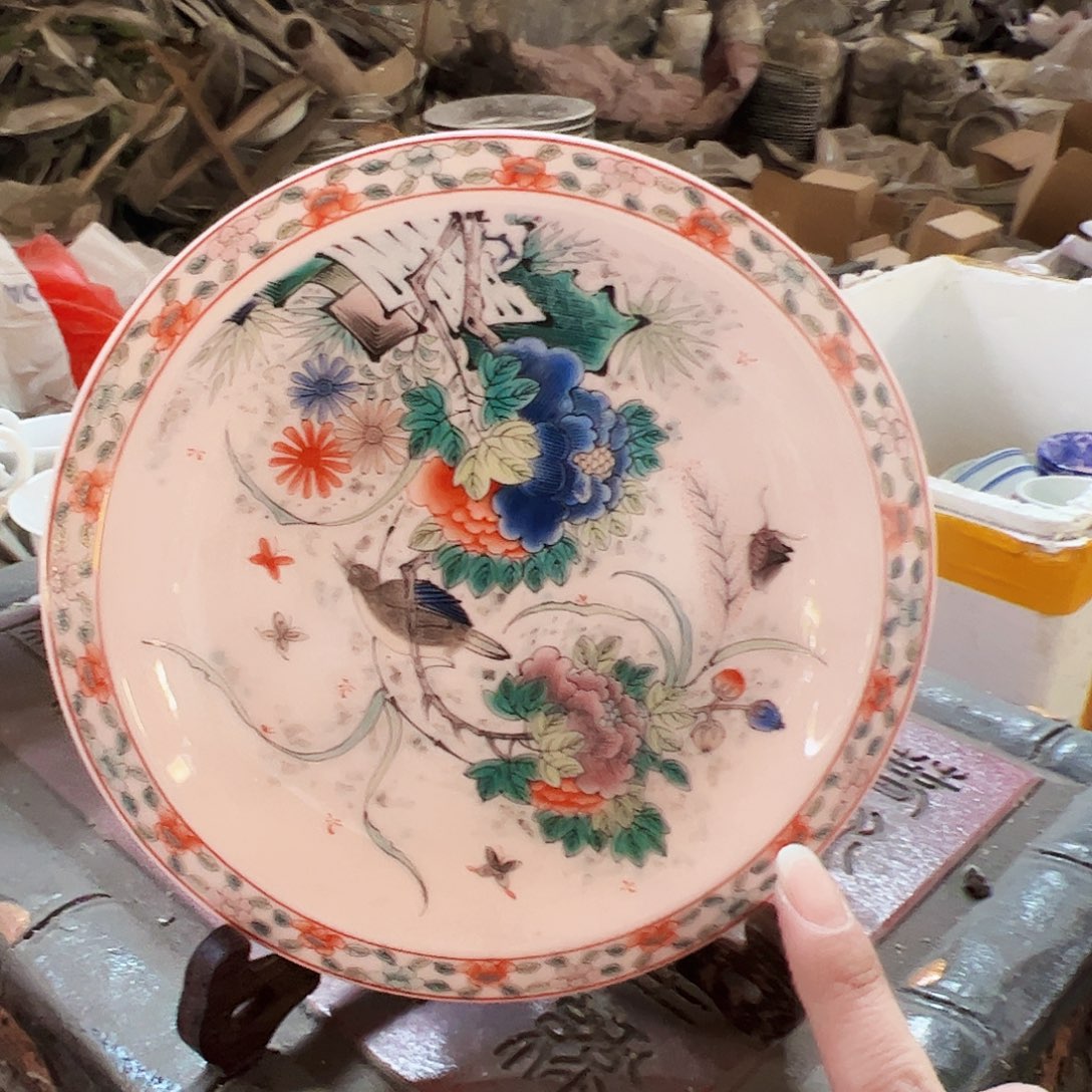 摆件陶景德镇陶瓷花鸟壶承