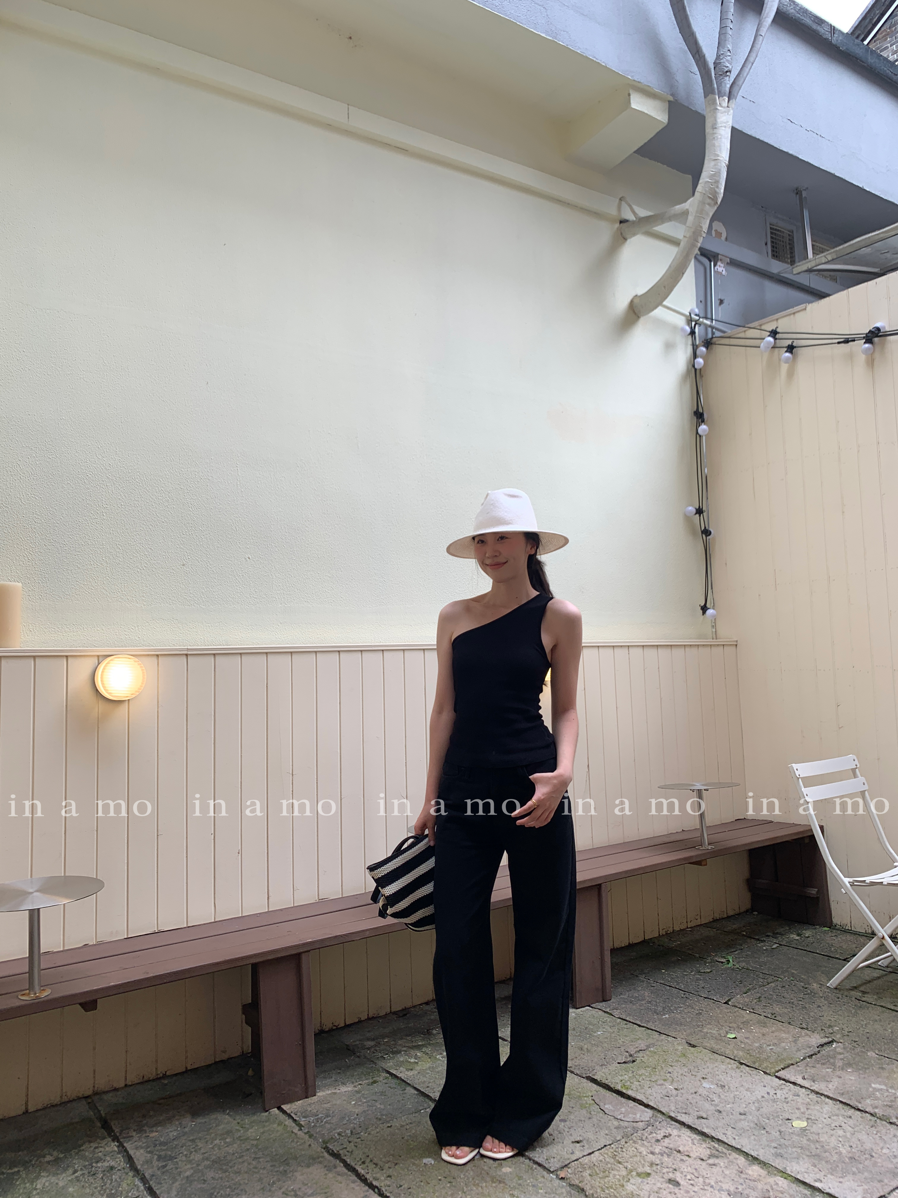 inamo【黑色低腰裤】黑色简约低腰牛仔微喇长裤酷飒风女装高级感
