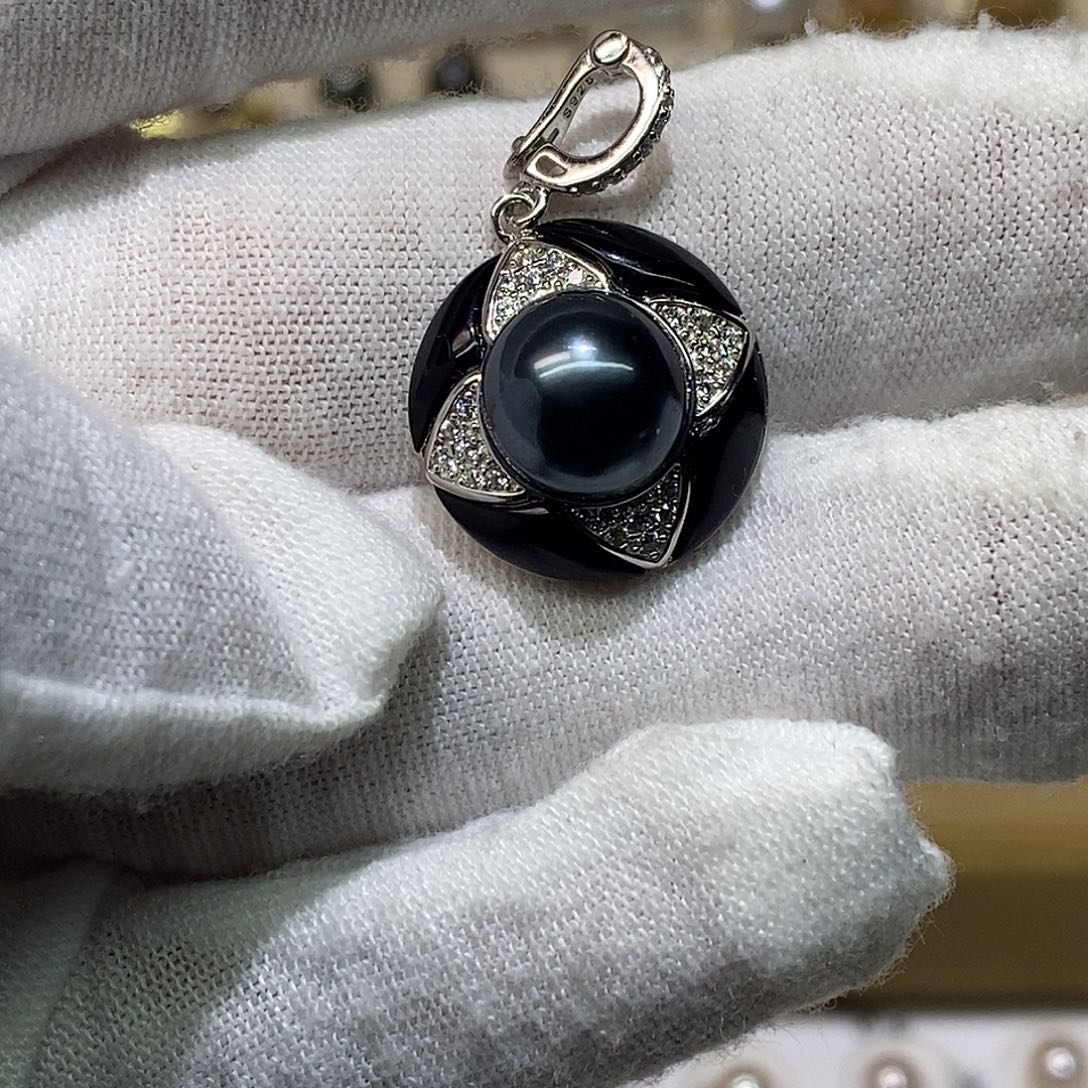 海水珍珠银S925镶嵌颈饰