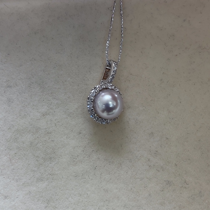 吊坠(不含链)银S925镶嵌海水珍珠8-9mm15号