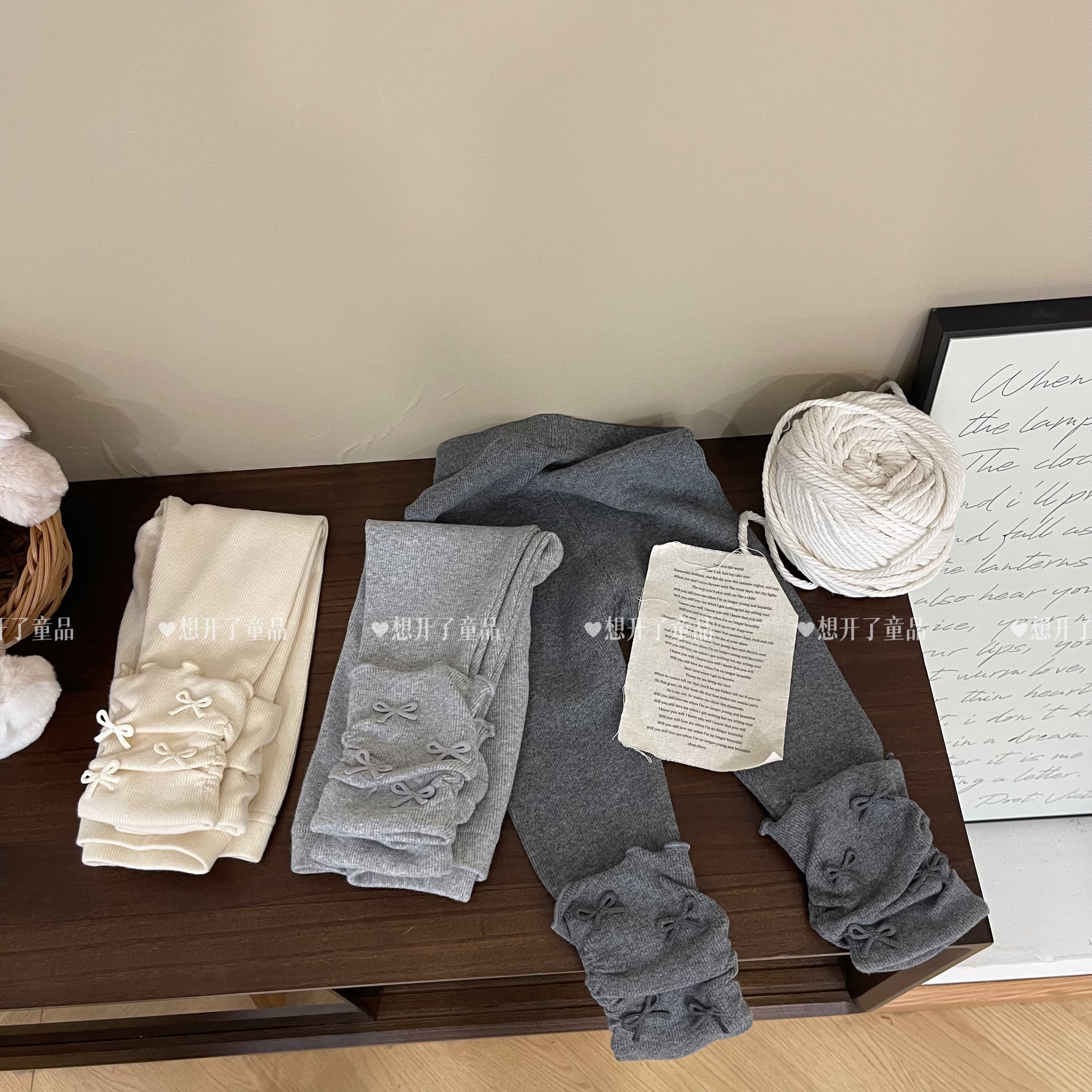 秋冬款打底裤-女小童精致蝴蝶结儿童弹力宝宝百搭高弹打底裤加绒