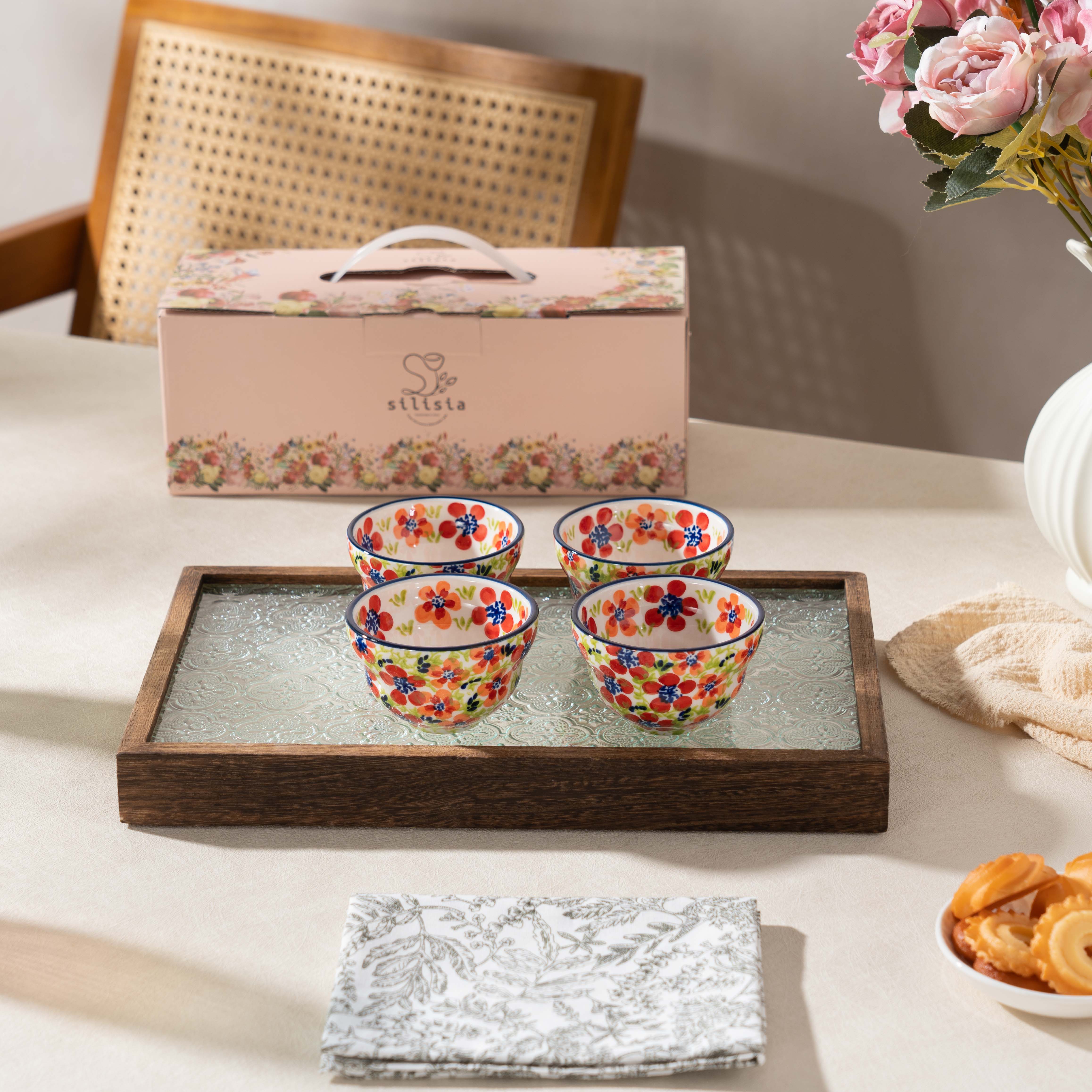  【美森专属】手绘碧丝粉黛-葫芦茶杯4个（带礼盒）