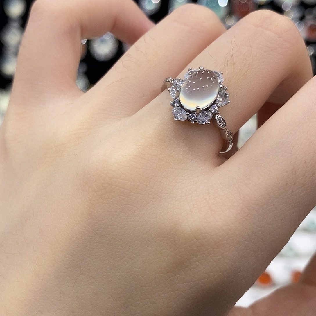 蛇纹石玉银S925镶嵌戒指