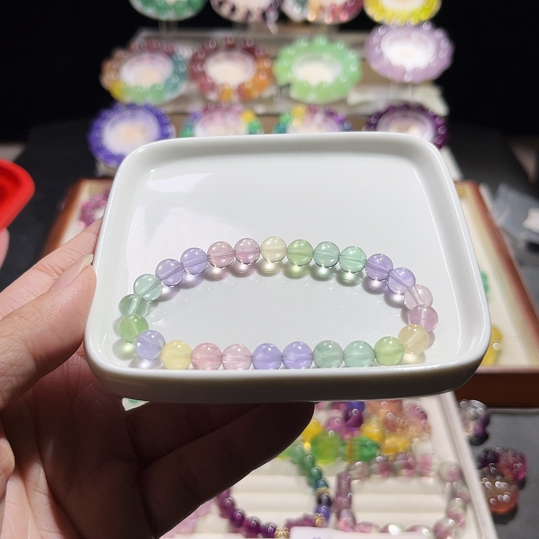 未镶嵌萤石手串人鱼马卡龙7加