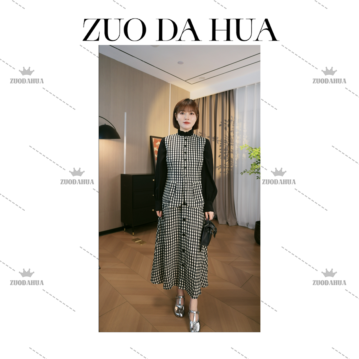 左大花 赫本风格纹马甲女早春穿搭时尚气质显瘦马夹设计感女装