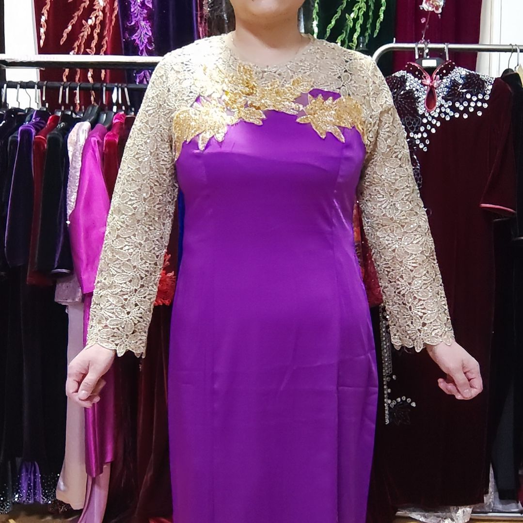 粉紫色拼接蕾丝微透直筒裙xl115斤3XL125斤左右