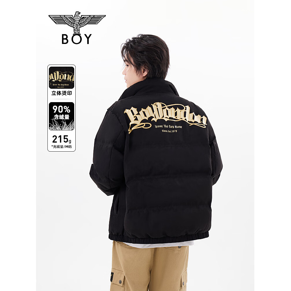 BOY LONDON冬情侣黑金宽松保暖加厚短款羽绒服N28064