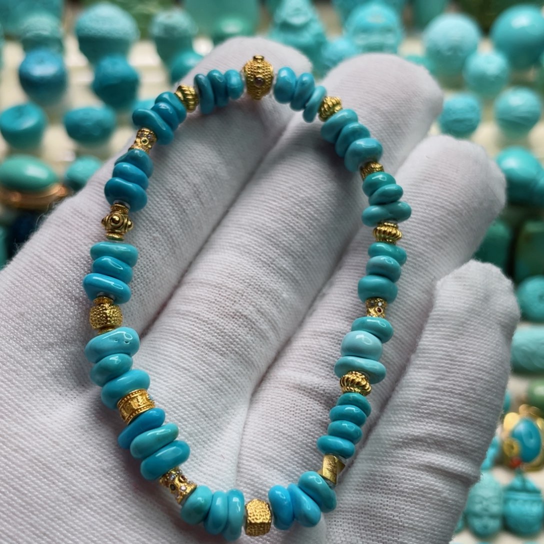 绿松石珠宝奇石银S925镀金镶嵌