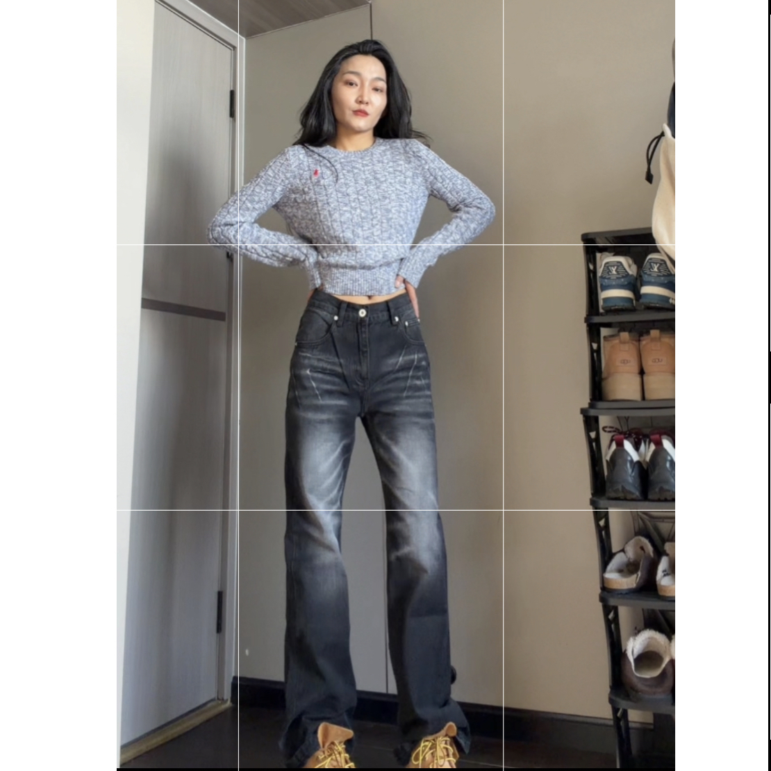 高品高腰复古百搭直筒裤长裤