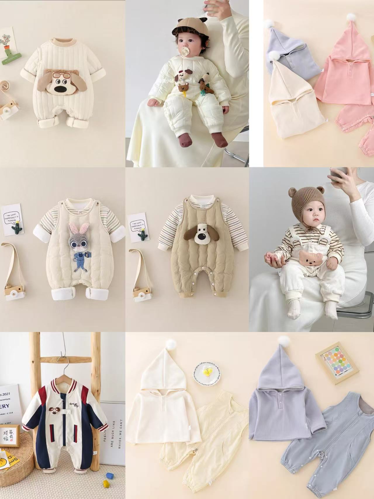 501-599冬季加绒加棉连体衣男女宝宝外出服组合链接保暖