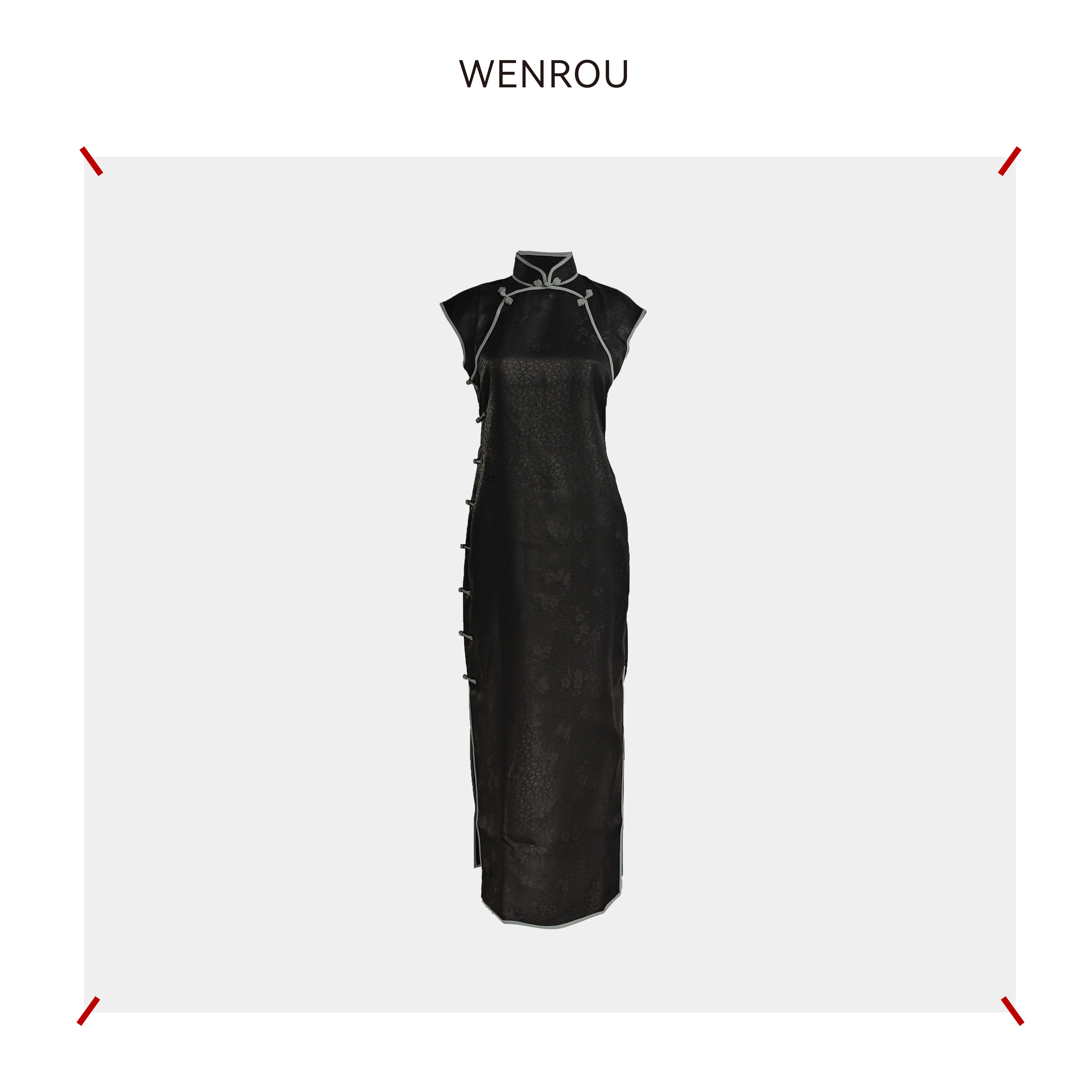 温柔自知 立领 斜襟 一字扣 无袖旗袍A253029-10