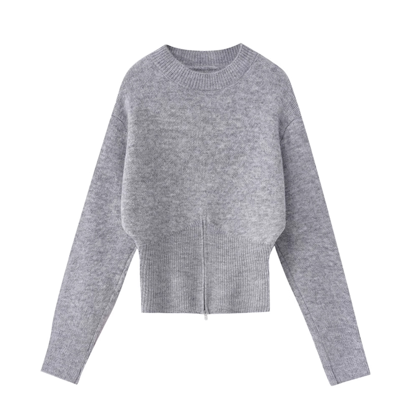 CacheCache圆领毛衣女新款秋冬美拉德氛围感收腰短款针织衫上衣