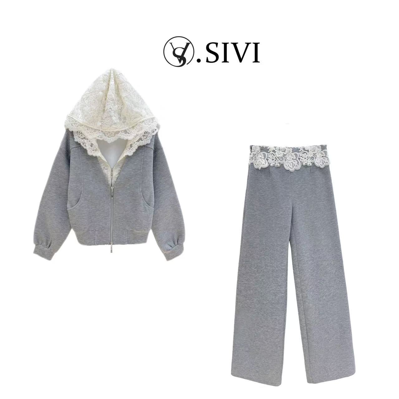 熙薇【眉开眼笑】2025春季新款卫衣外套+裤子休闲设计师套装H1192