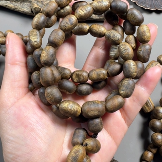 沉香手串清*奇楠老料瘤疤多圈36.9克