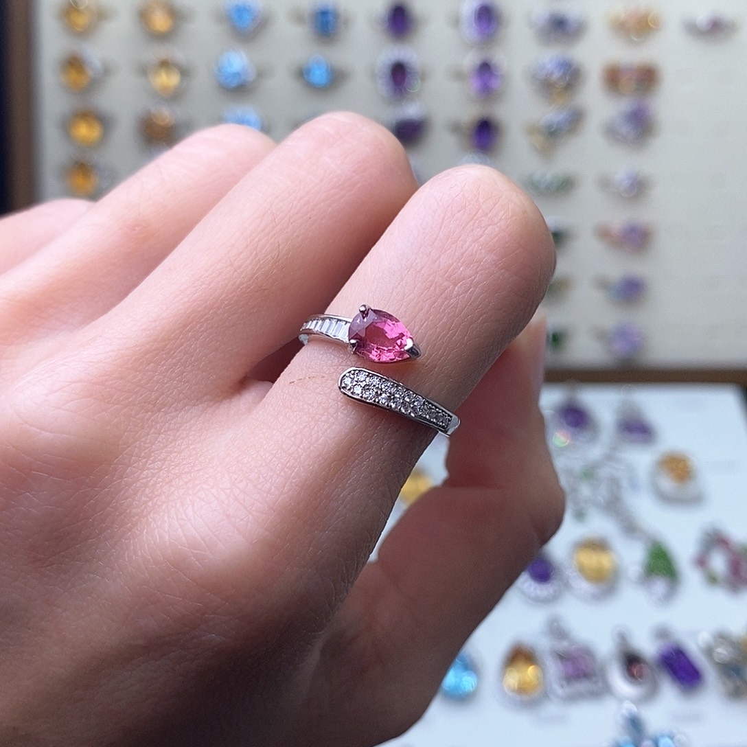 碧玺戒指银S925镶嵌（需要证书备注）