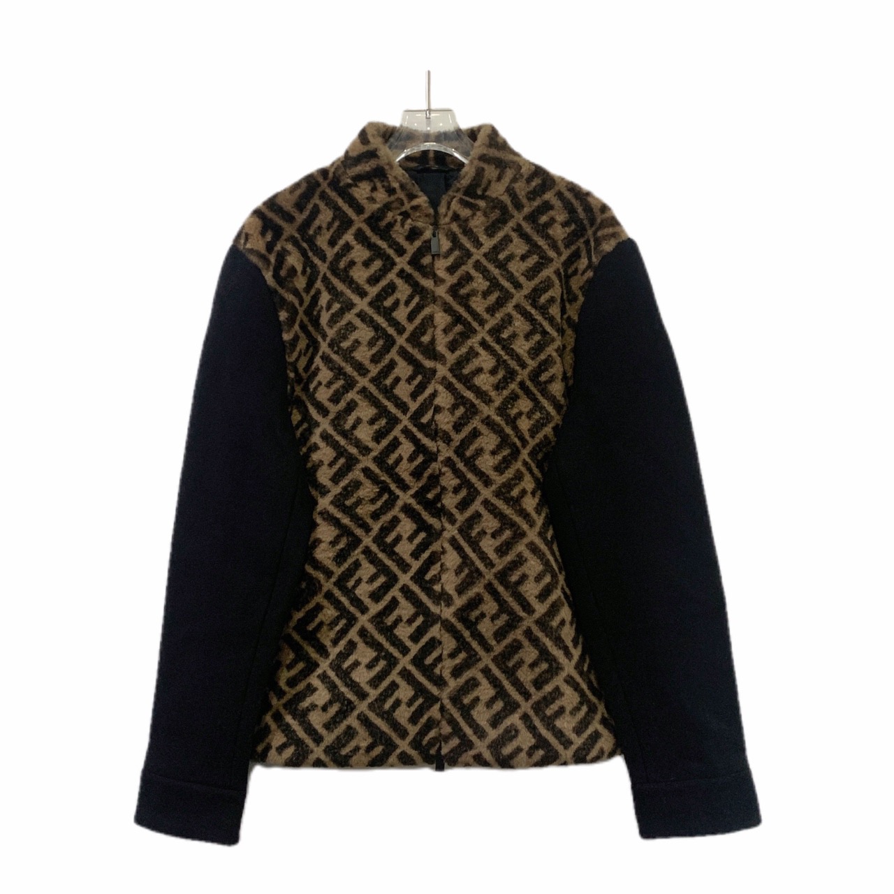 99新 FENDI/芬迪 001162 经典老花皮毛一体羊毛夹克外套 46