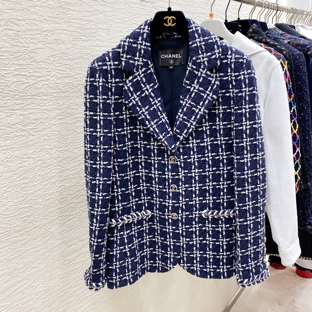 99新 Chanel/香奈儿 Chanel粗呢格子羊毛混纺外套