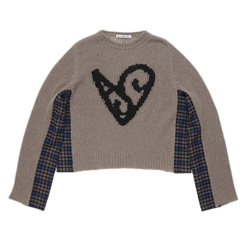 AcneStudiosFW24休闲宽松拼接圆领长袖毛衣卫衣女款春游