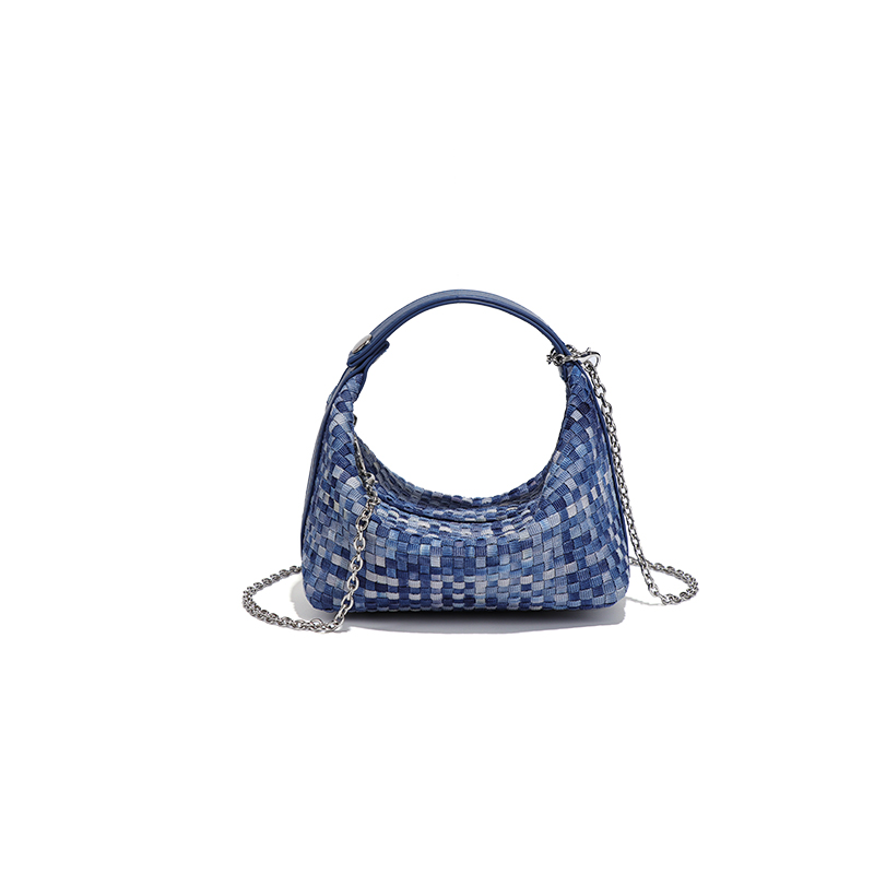 【高定】编织斜挎式手提包扎染设计手提斜挎小包B2464-维多利亚蓝