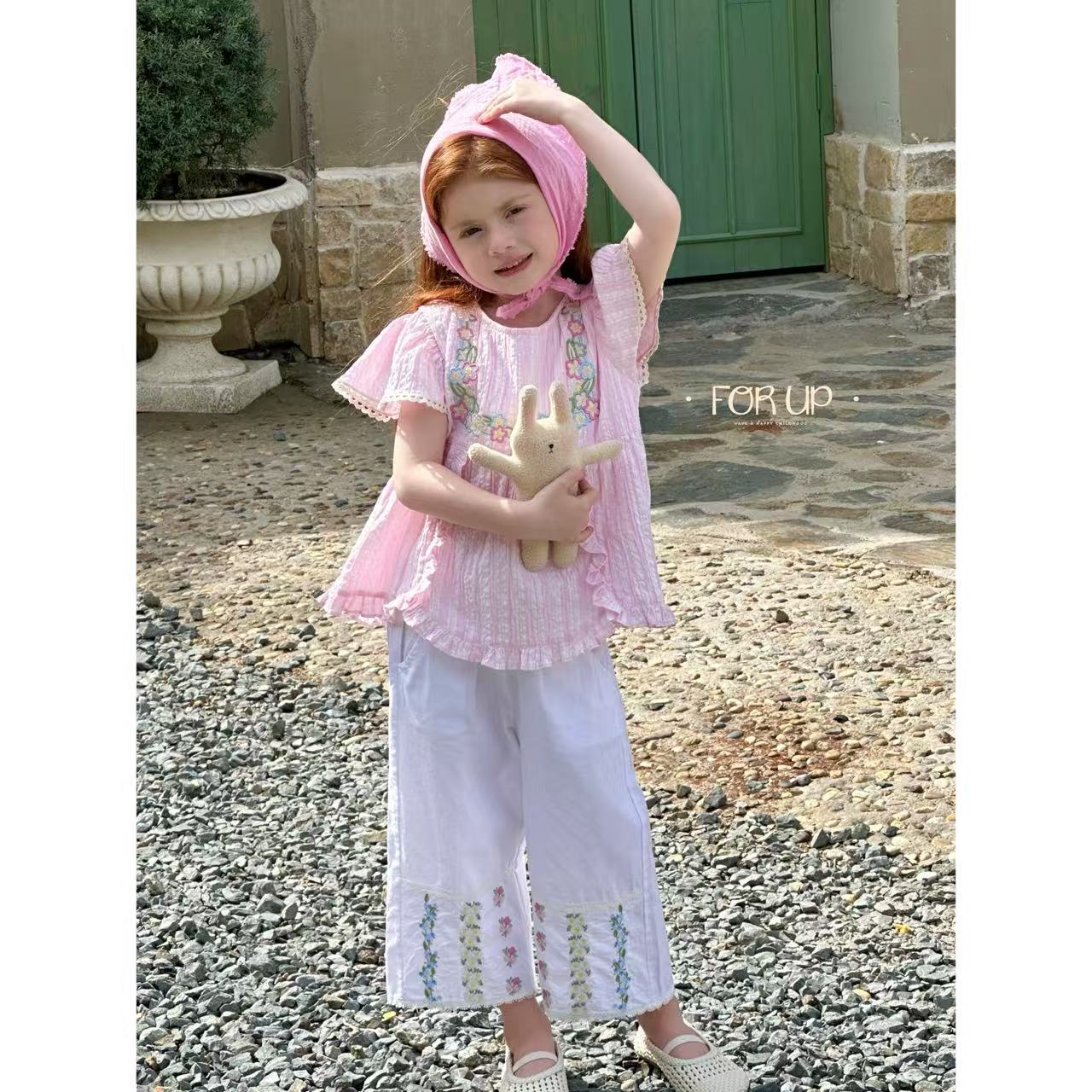 【现货】252-FU-85161多色[FOR UP]法式熙恩花朵刺绣花边上衣