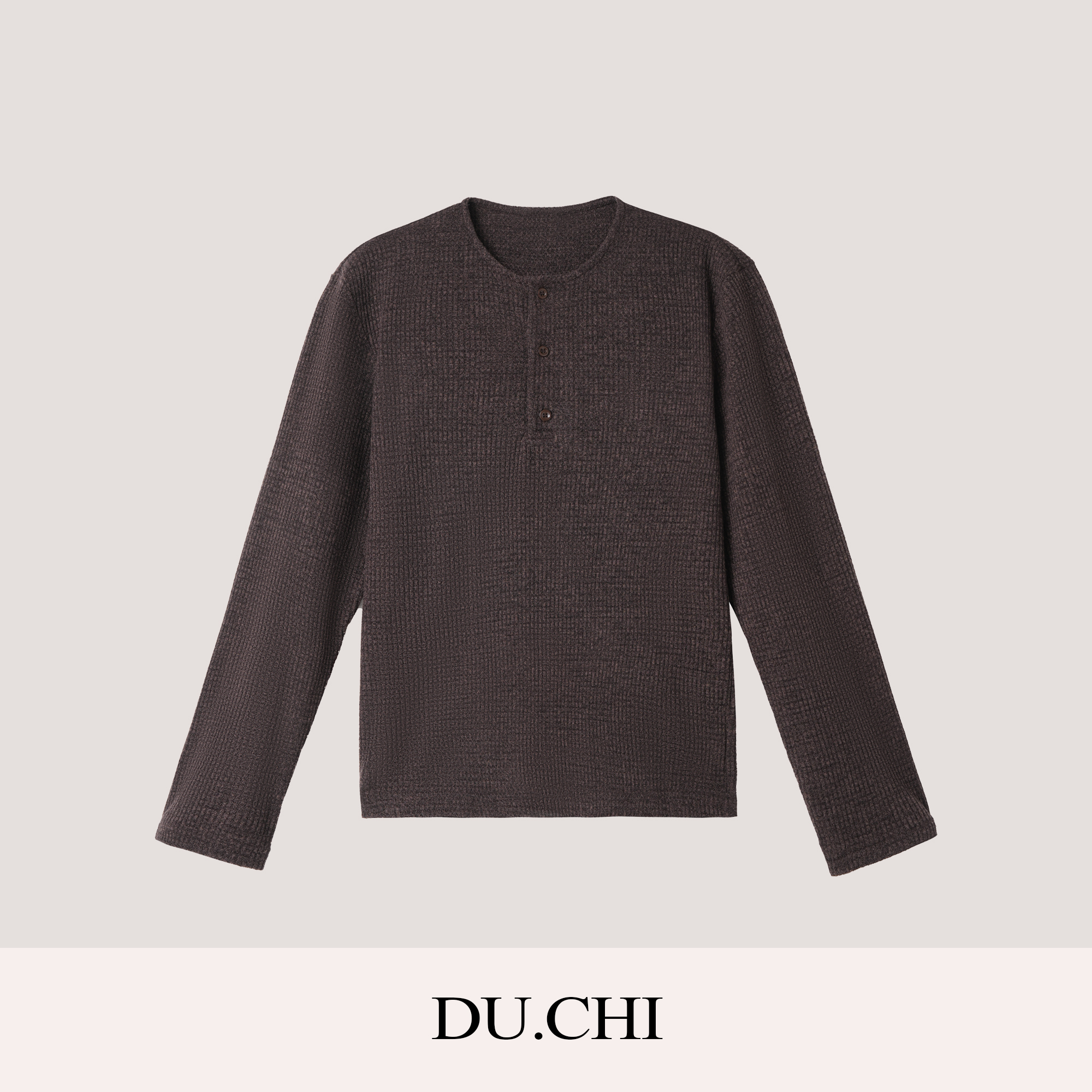 DUCHI 新贵冬季亨利领亚麻混纺修身打底毛衣FALLEN2502