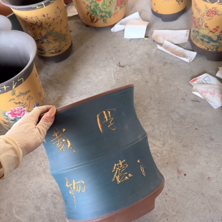 紫砂紫砂花盆包邮包破损