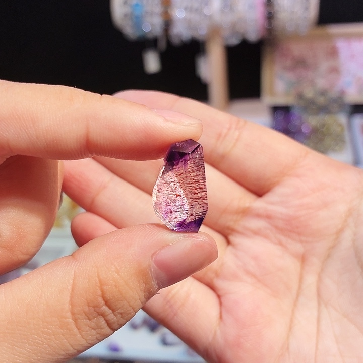 水晶未镶嵌吊坠(不含链)紫超七 随形 打孔定制不退换