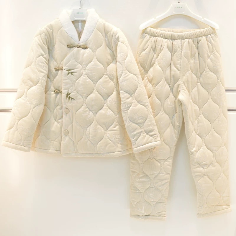 彩色品牌睡衣女士秋冬夹棉家居服21280