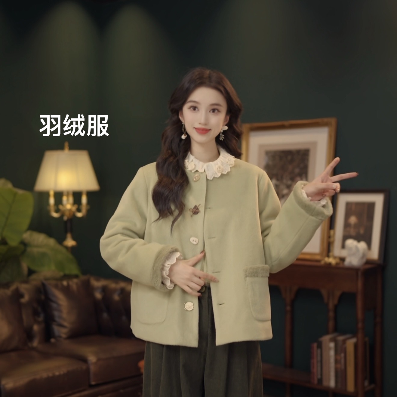 琦琦【风铃草】港风复古秋冬百搭保暖羽绒服外套YE0708452