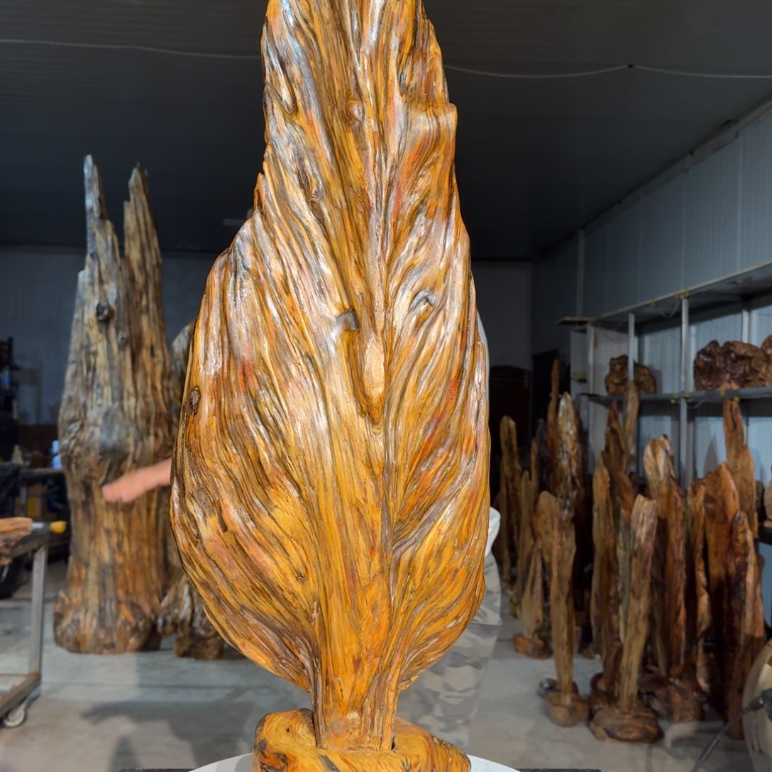 青***造木佳友琥珀木摆件5